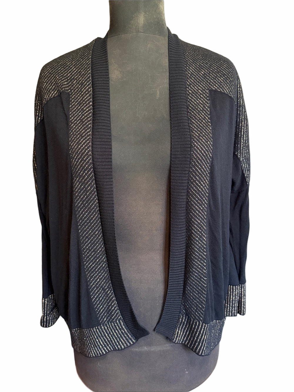 Gentle Fawn Black Open-Front Cardigan with Metallic Details